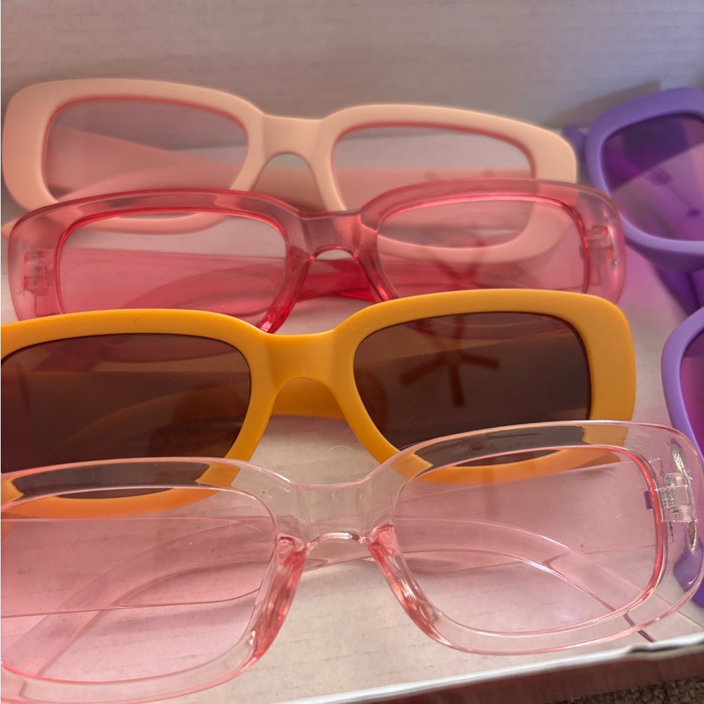 Colorful Rectangular Sunglasses Set - Picture 2 of 3
